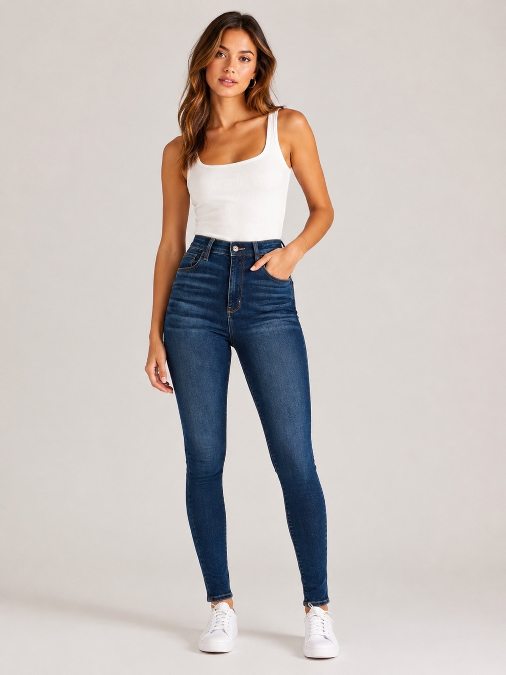 American Eagle 8 Long Super High Rise Jeggings Women’s Skinny Jeans Dark Wash